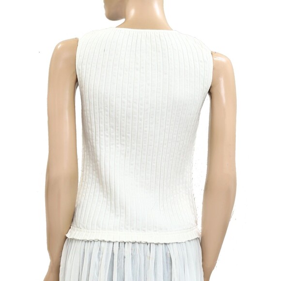 Free People Twice As Nice Maxi Tunic Top Ribbed Buttondown Tank White M 280924 - Picture 5 of 9